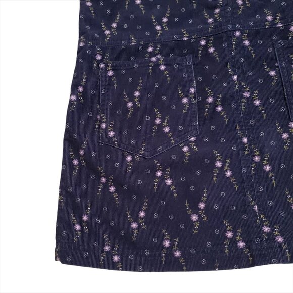 GAP Vintage Girls Corduroy Jumper Dress XL Navy Floral Cotton Pockets Sl… - Picture 12 of 12